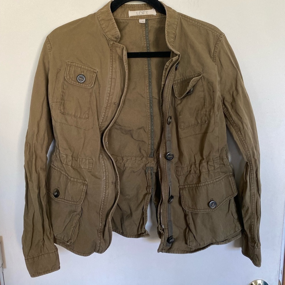 Loft olive cargo/utility jacket medium